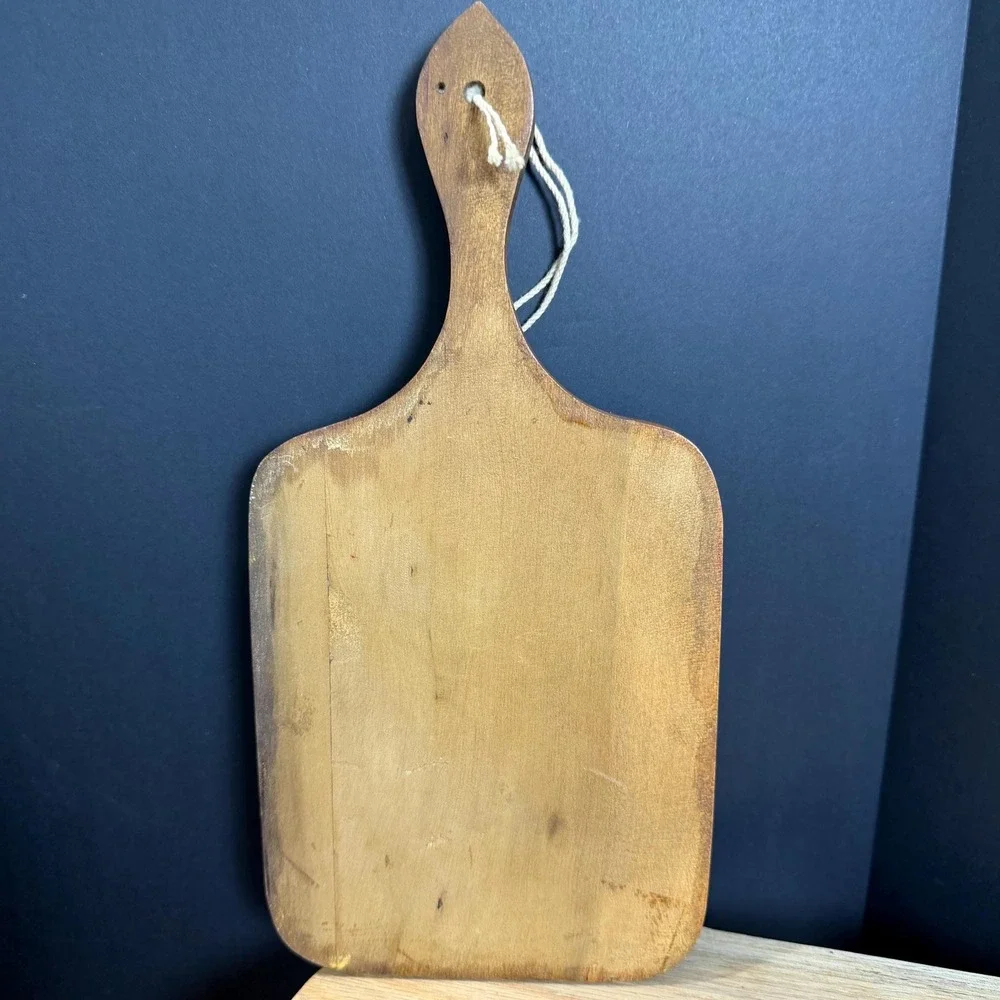 Hand Painted Apple Cutting Board Wall Decor Signed 1975 Wooden Vintage Farmhouse
